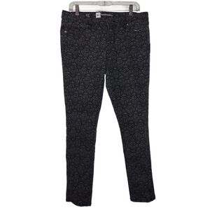 Mossimo Premium Denim Skinny Black/Gray Paisley Print Stretch Jeans Size 12